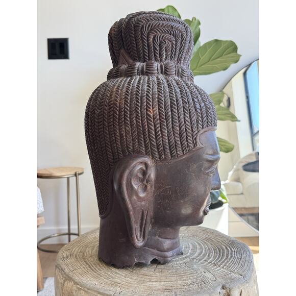 Antique Lakshmi Bust Sculpture Metal Cast Iron? Cambodia Goddess 17”/44cm Huge - Picture 4 of 15